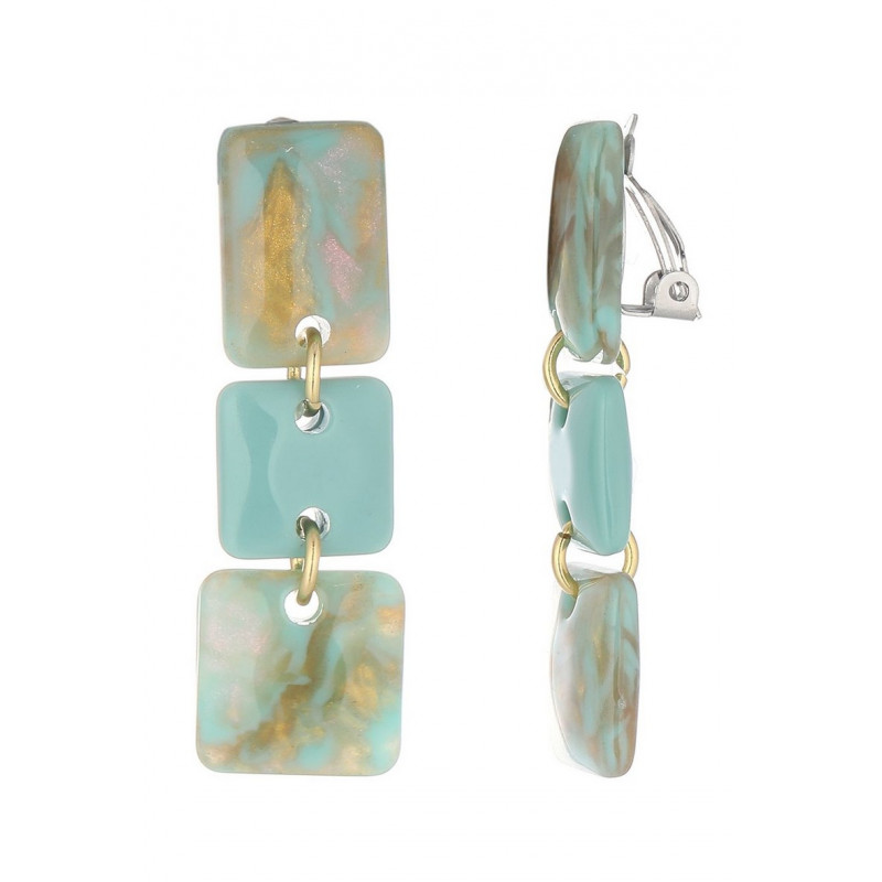 Neo - Boucle d'oreille clip Acier Turquoise