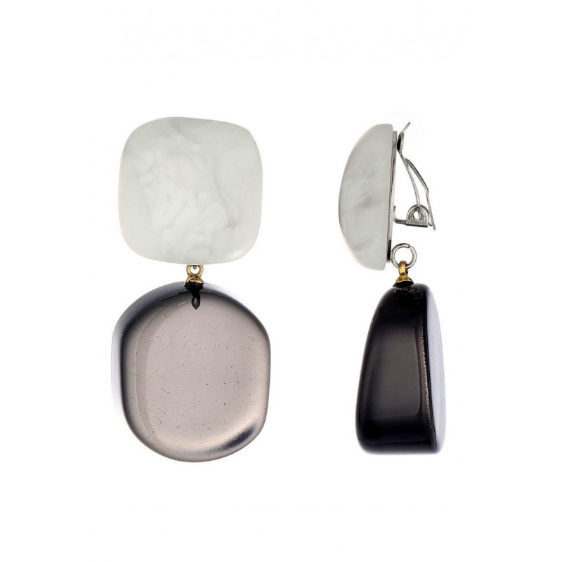 Noy - Boucle d'oreille clip Acier Blanche