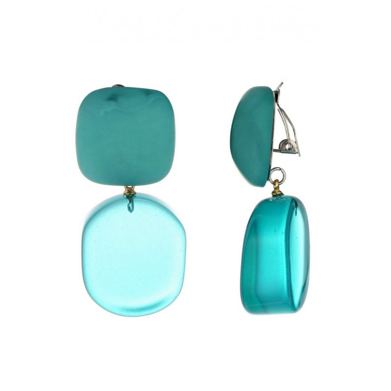 Noy - Boucle d'oreille clip Acier Bleue