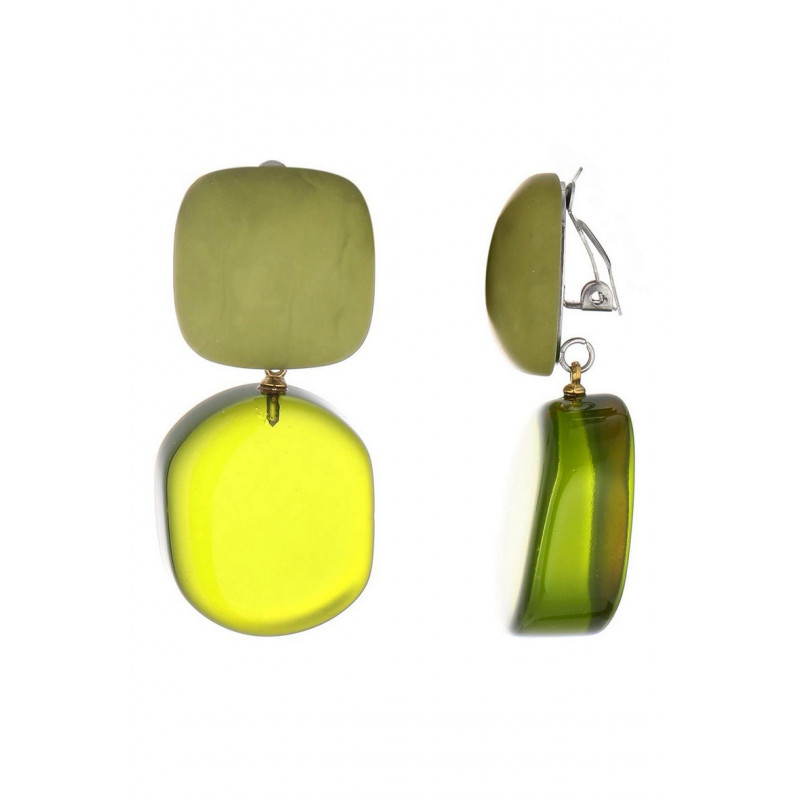 Noy - Boucle d'oreille clip Acier Verte