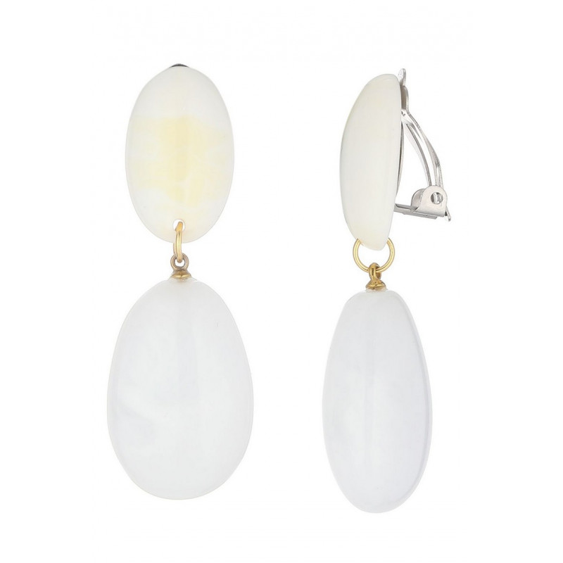 Nomaira - Boucle d'oreille clip Acier Blanche