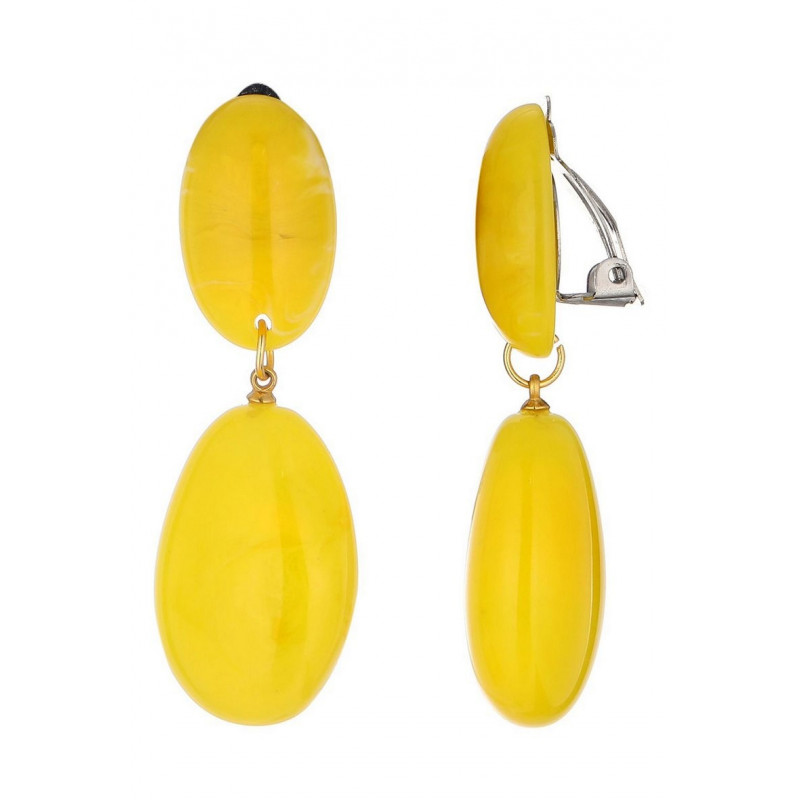 Nomaira - Boucle d'oreille clip Acier Jaune