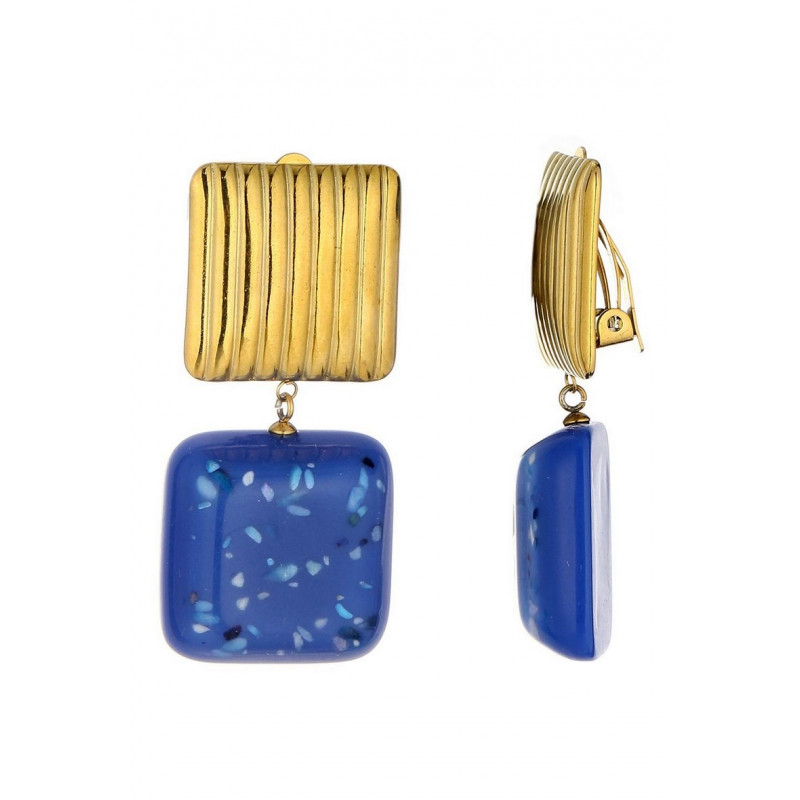 Nissa - Boucle d'oreille clip Acier Bleue