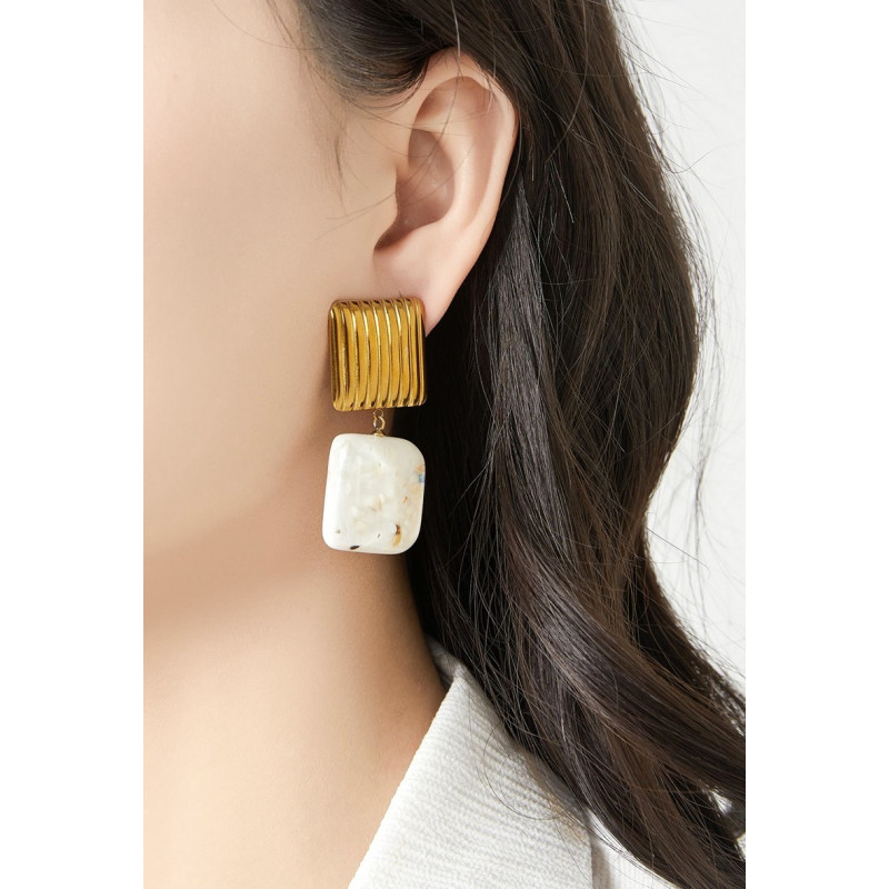 Nissa - Boucle d'oreille clip Acier Blanche