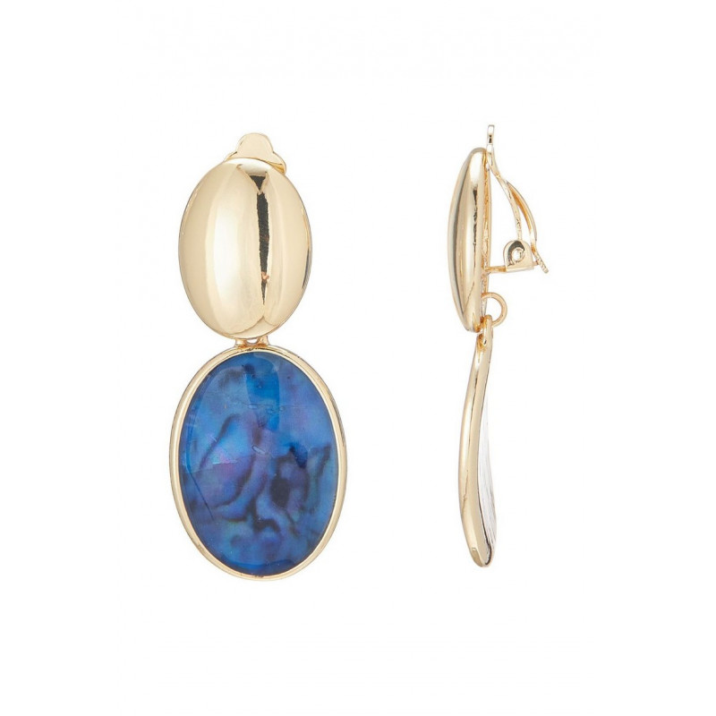 Noelle - Boucle d'oreille clip Bleue