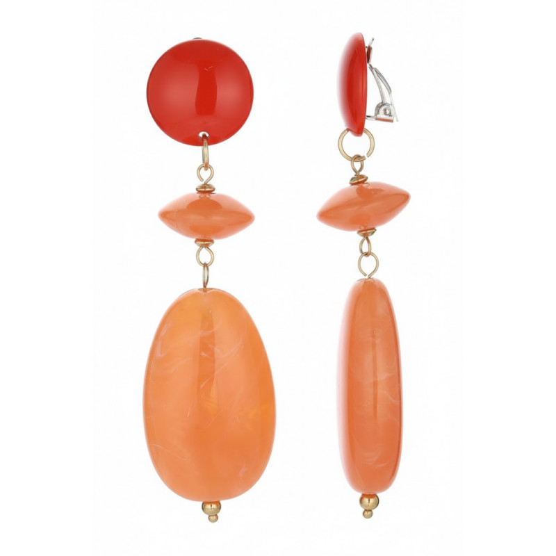 Uzima - Boucle d'oreille clip acier Orange