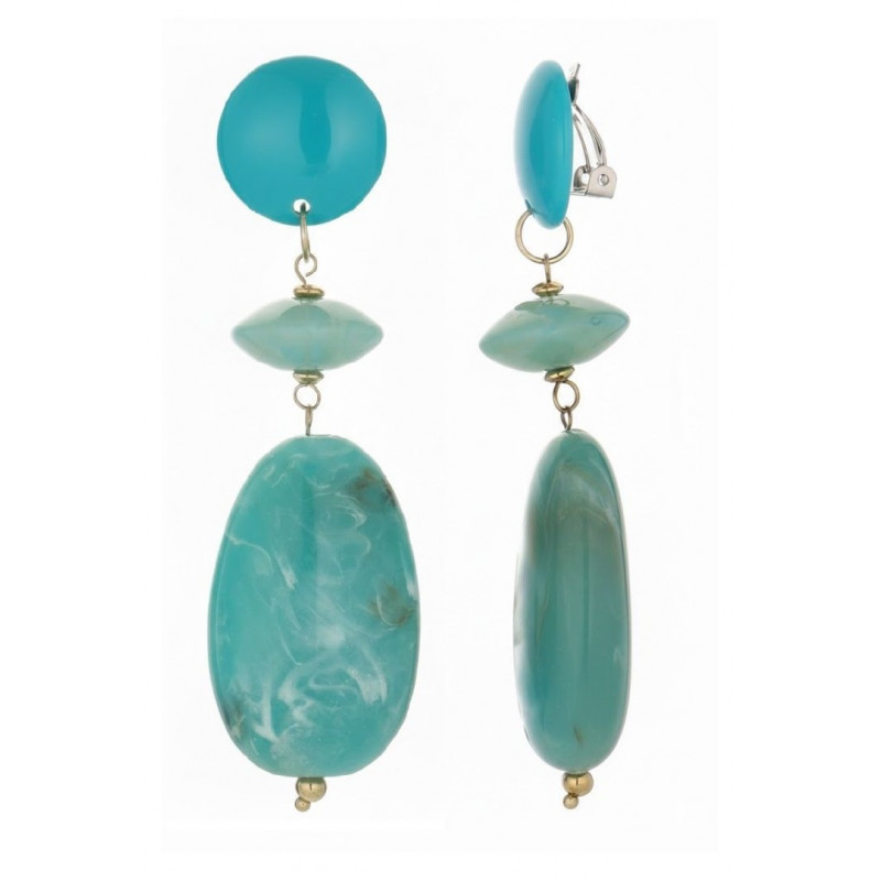 Uzima - Boucle d'oreille clip acier Bleue