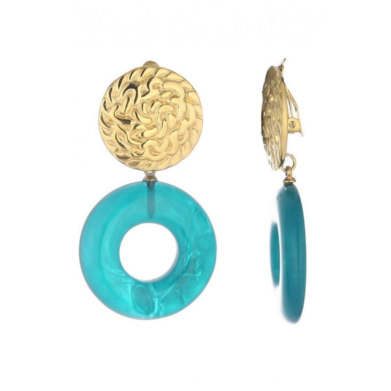 Niobe - Boucle d'oreille clip Bleue