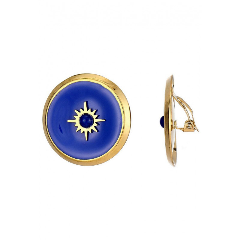 Zhaklina - Boucle d'oreille clip Bleue