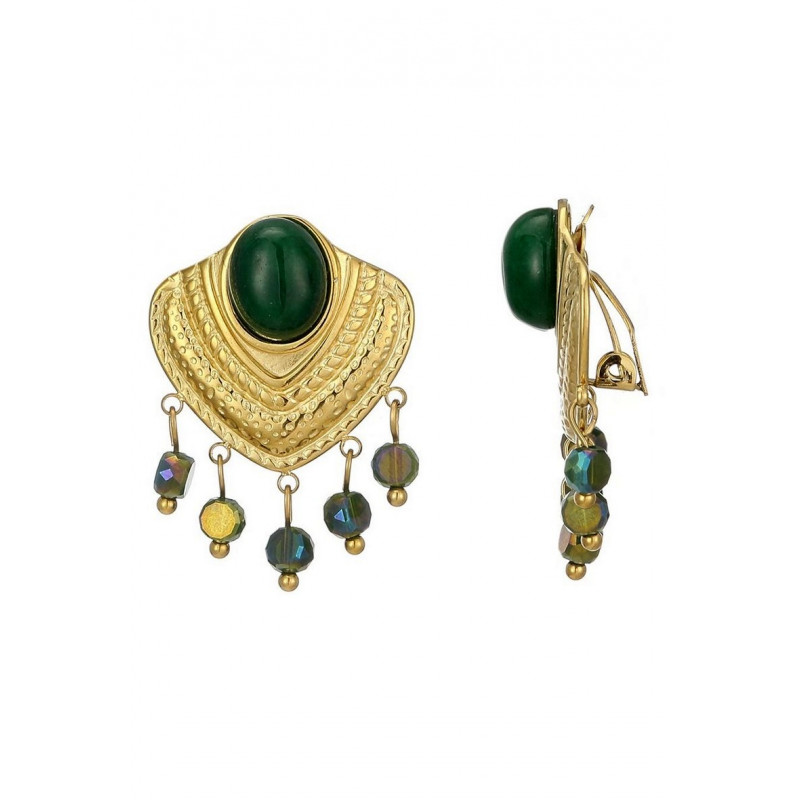 Zipporah - Boucle d'oreille clip Malachite