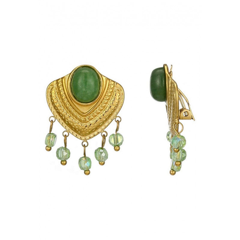 Zipporah - Boucle d'oreille clip Vert opaline