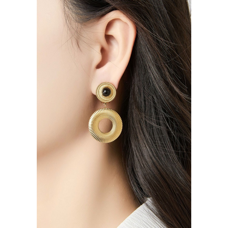 Zisel - Boucle d'oreille clip Noire