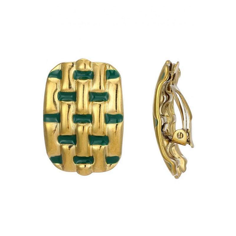 Zorica - Boucle d'oreille clip Acier Verte
