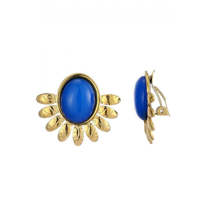 Zahr - Boucle d'oreille clip Acier Bleue