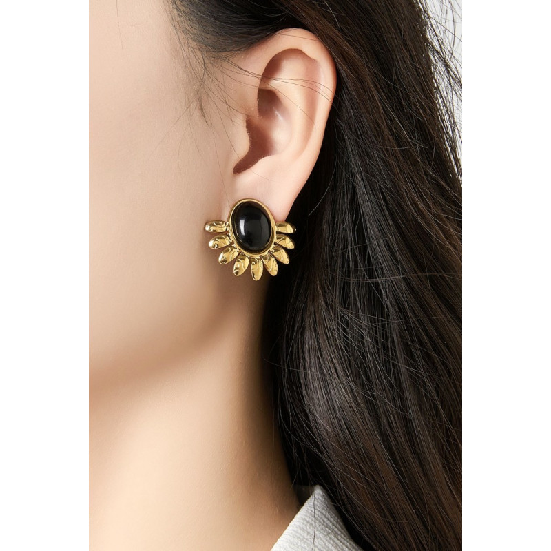 Zahr - Boucle d'oreille clip Acier Noire
