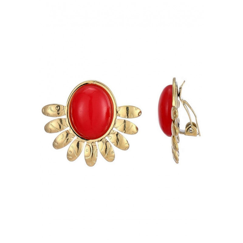 Zahr - Boucle d'oreille clip Acier Rouge
