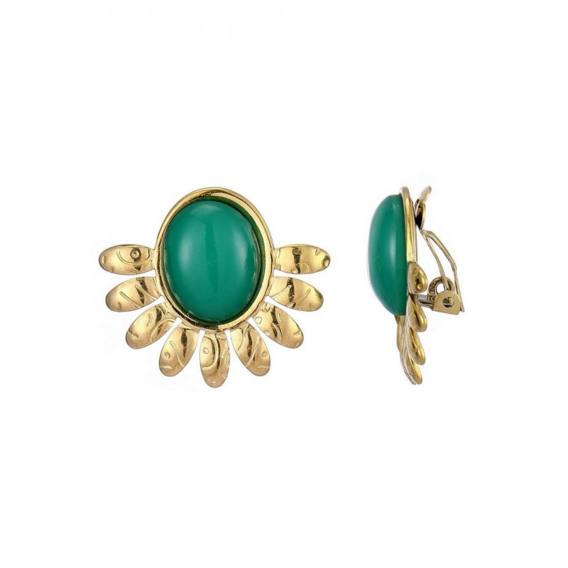 Zahr - Boucle d'oreille clip Acier Verte
