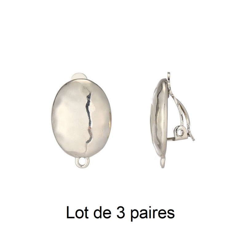 Tête de clip en Laiton Ovale Argenté