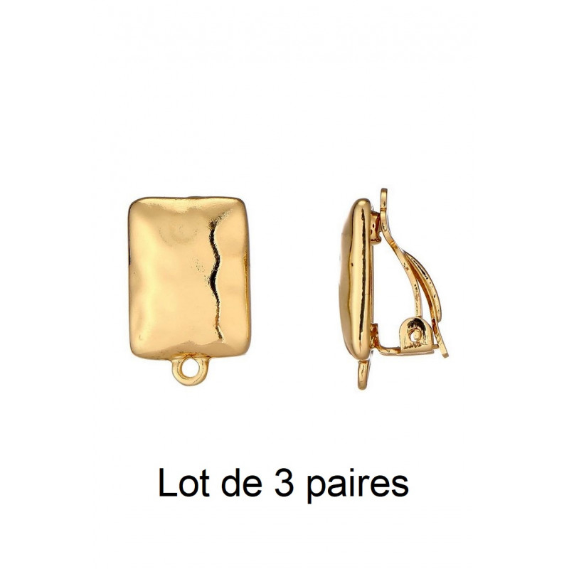 Tête de clip en Laiton Rectangle Doré