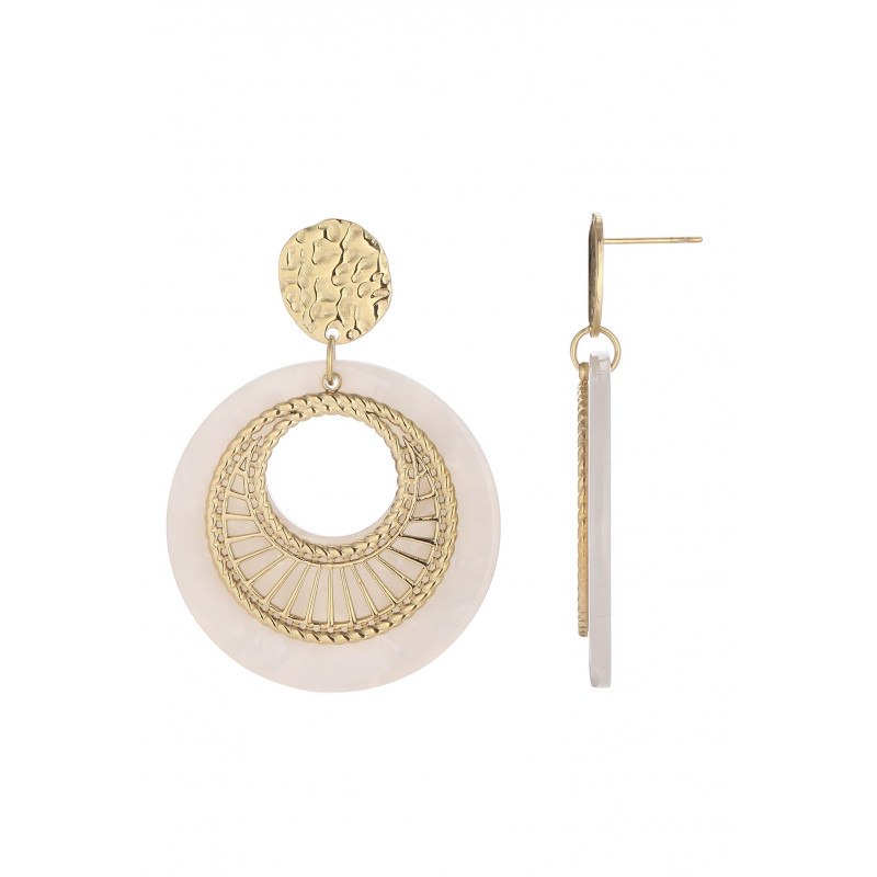 Umeka - Boucle d'oreille tige Acier blanche