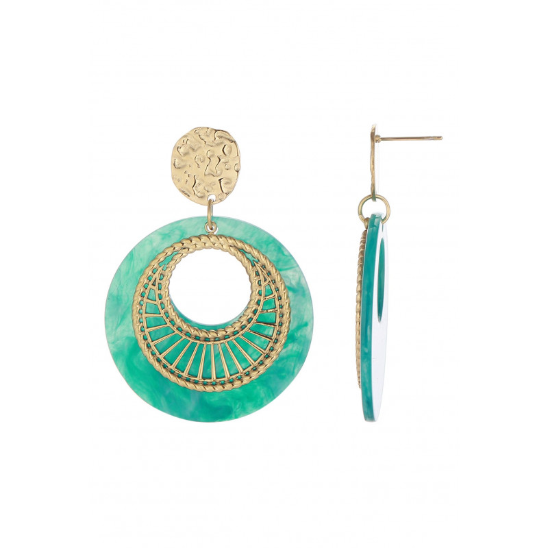 Umeka - Boucle d'oreille tige Acier verte