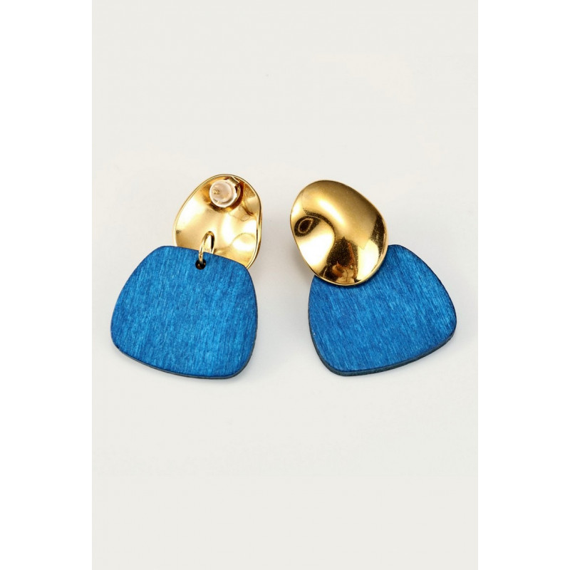 Yakaza - Boucle d'oreille tige Acier bleue