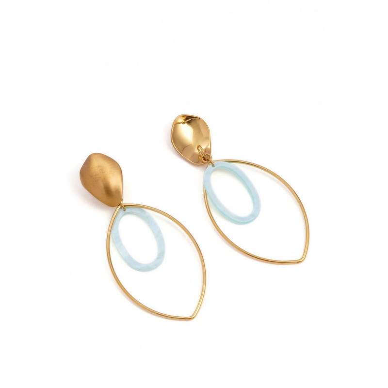 YAMENIA - Boucle d'oreille tige Acier bleue ciel