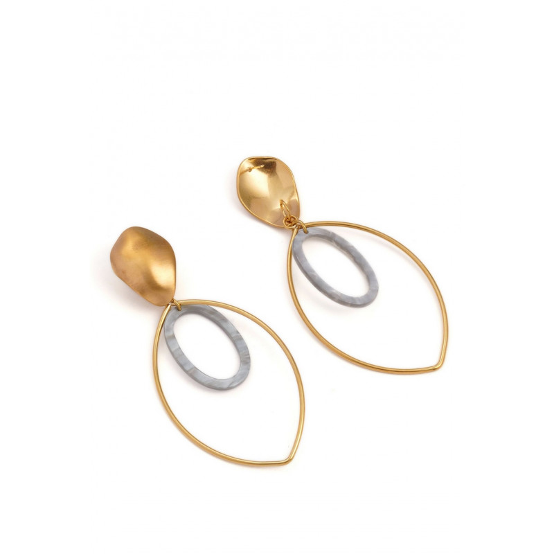 YAMENIA - Boucle d'oreille tige Acier grise