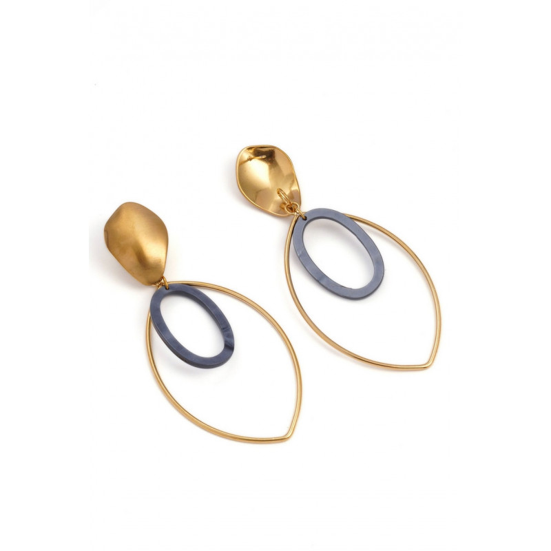 YAMENIA - Boucle d'oreille tige Acier noire