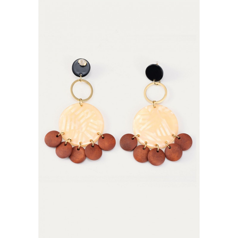 Yanbo - Boucle d'oreille tige Acier marron