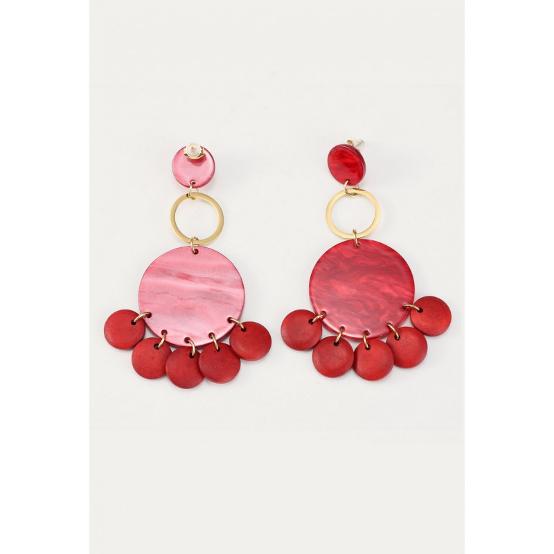 Yanbo - Boucle d'oreille tige Acier rouge