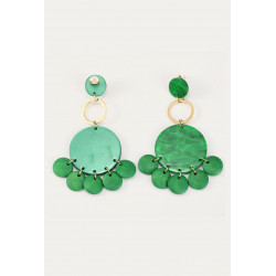 Yanbo - Boucle d'oreille tige Acier verte