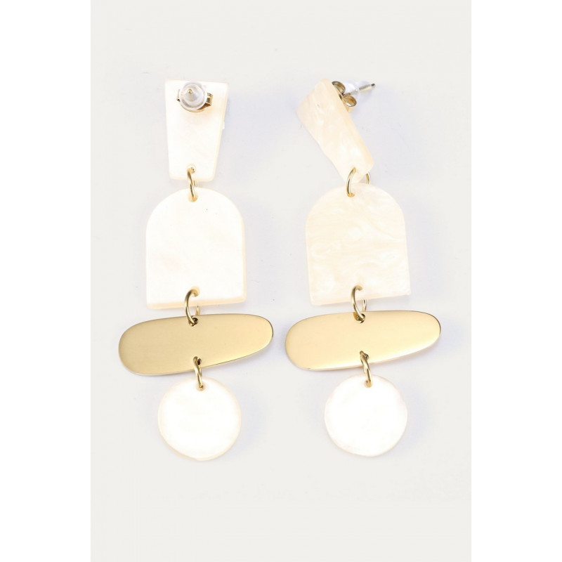 Yenabi - Boucle d'oreille tige Acier blanche