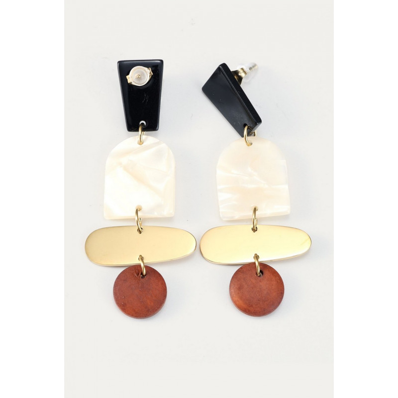 Yenabi - Boucle d'oreille tige Acier multicolore