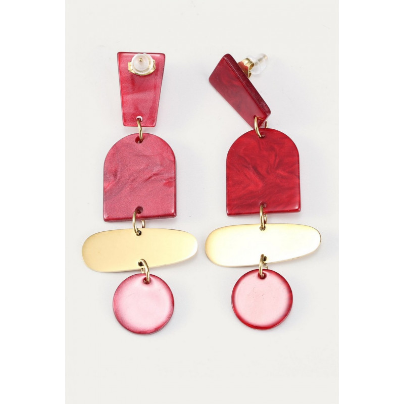 Yenabi - Boucle d'oreille tige Acier rouge
