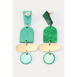 Yenabi - Boucle d'oreille tige Acier verte
