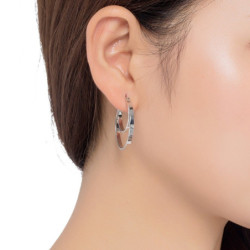 Wahida - Boucle d'oreille tige argentée