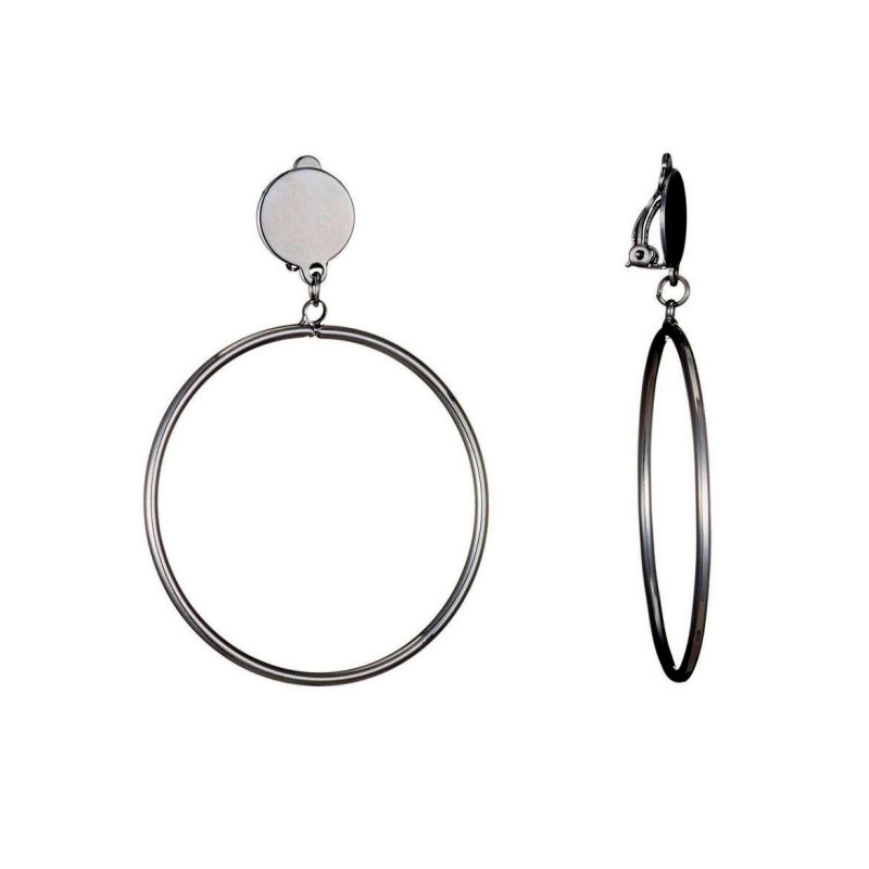 Ines - Boucles d'oreilles clip noir