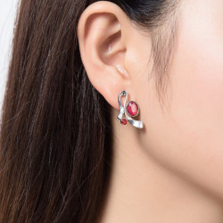 Alix - Boucle d'oreille tige rouge