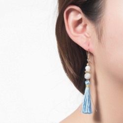 Tabea - Boucle d'oreille crochet bleue