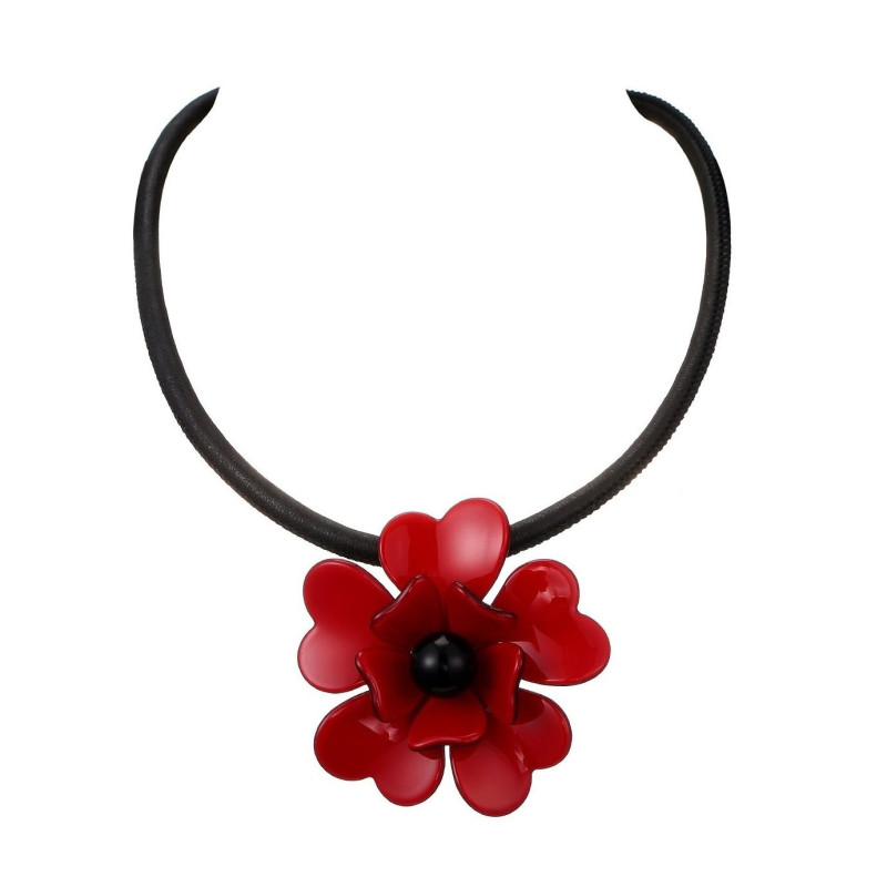 KARELLE-Collier coquelicot rouge