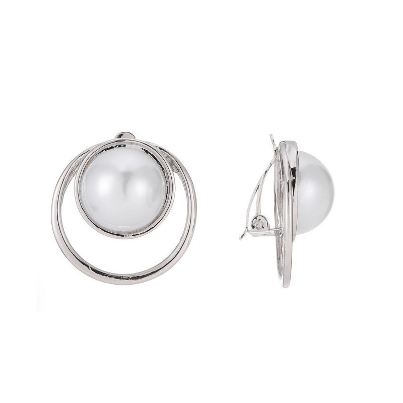 Tansy - Boucle d'oreille clip blanche