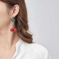 Kaela Boucles d'oreilles tige rouge dorée
