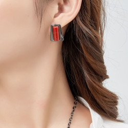 Aveline Boucles d'oreilles tige gris