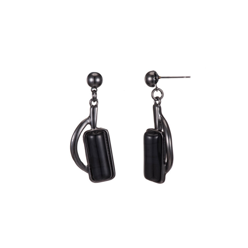 Elvina Boucle d'oreille tige noir