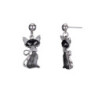 Rania Boucle d_oreille tige chat argente