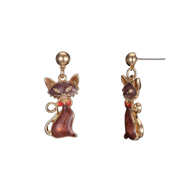 Rania Boucle d_oreille tige chat or
