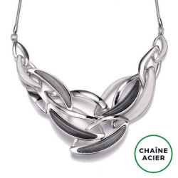 ARISU-Collier gris blanc