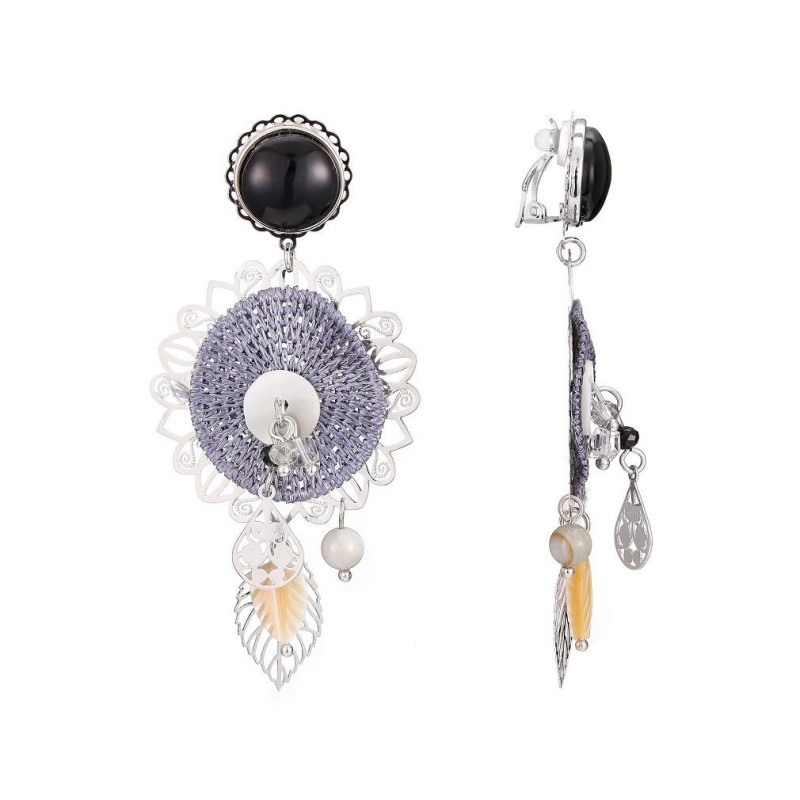 Lahya - Boucles d'oreilles clip gris
