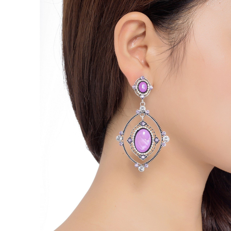 Lalya - Boucles d'oreilles clip violet
